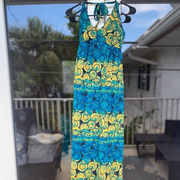 Old Navy Dresses & Skirts - Old Navy Tropical Seashell Boho Print Halter Style Linen Maxi Dress